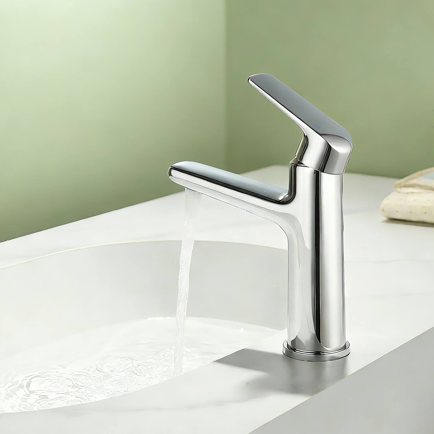 Alt View 2. Boyel Living - Chrome Single Handle Bathroom Faucet Solid Brass with Drain - Chrome.