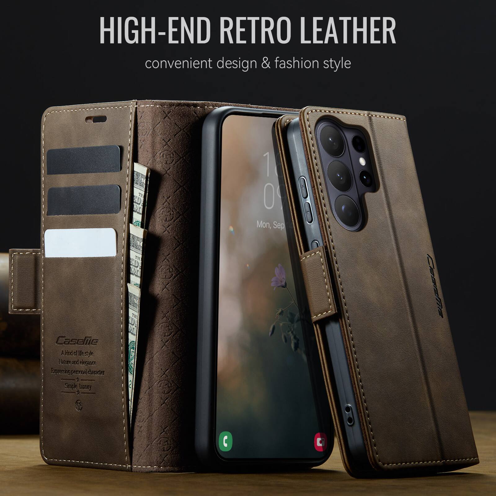 HIGH-END RETRO LEATHER  
convenient design & fashion style  

Caseine  
A Kind of Life Style  
Nature and Heritage  
Expressing Personal Character  
Simple Luxury  

Mon, Sep 10