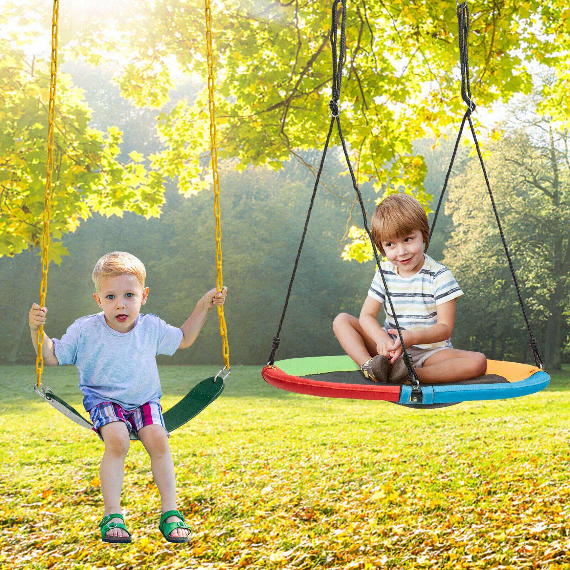 Alt View 1. Gymax - Gymax 2-Pack Swing Set Swing Seat Replacement & Saucer Tree Swing for Indoor & Outdoor - Multi-color.