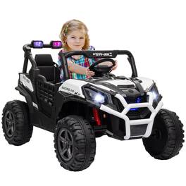 Ecooso - 2-Seater 24V Ride-On Truck for Kids with Remote Control, Spring Suspension, Music, and LED Lights - White