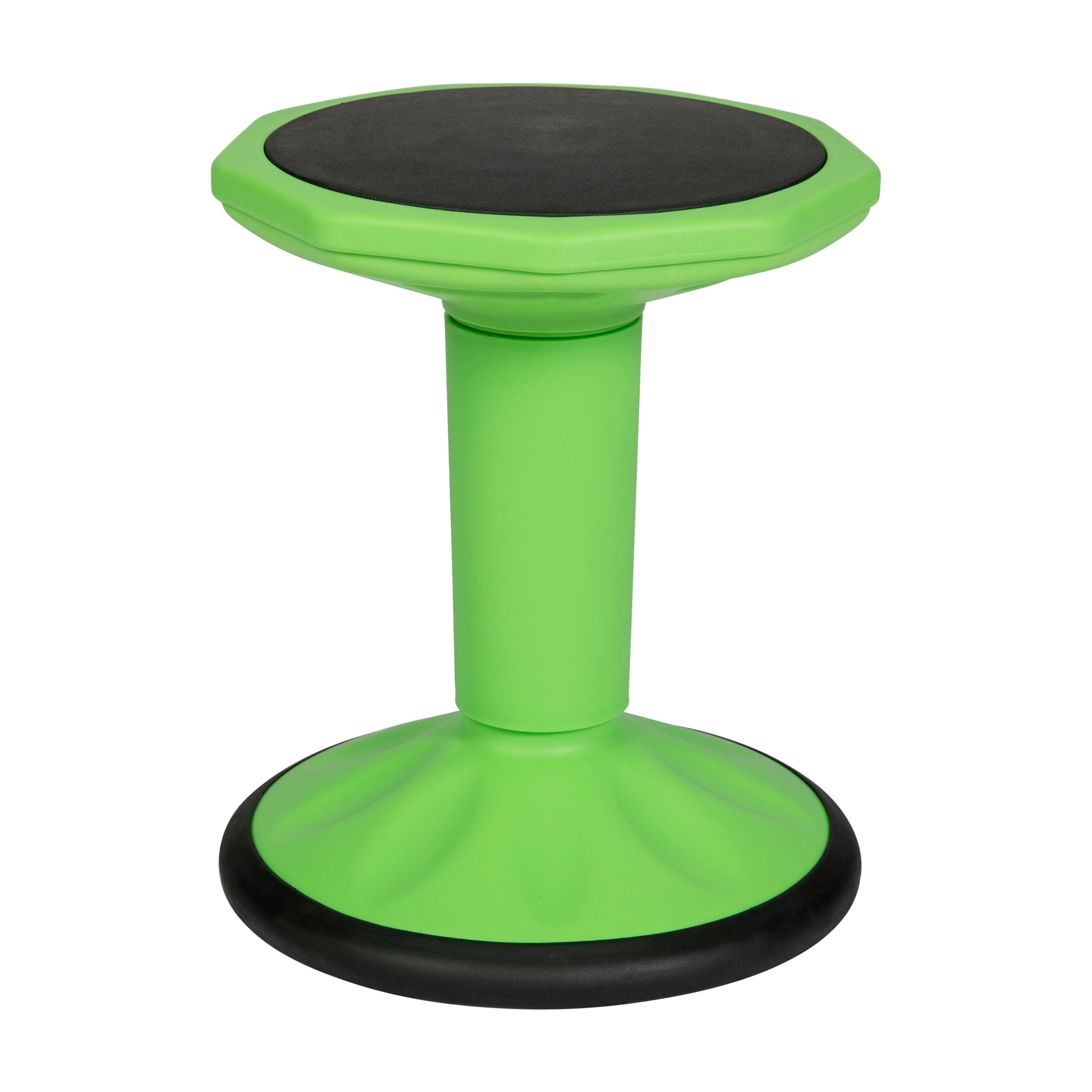 Angle. Flash Furniture - Lucas Fixed Height Kids Flexible Active Stool for Classroom and Home with Non-Skid Bottom in Green, 16" Seat Height - Green.