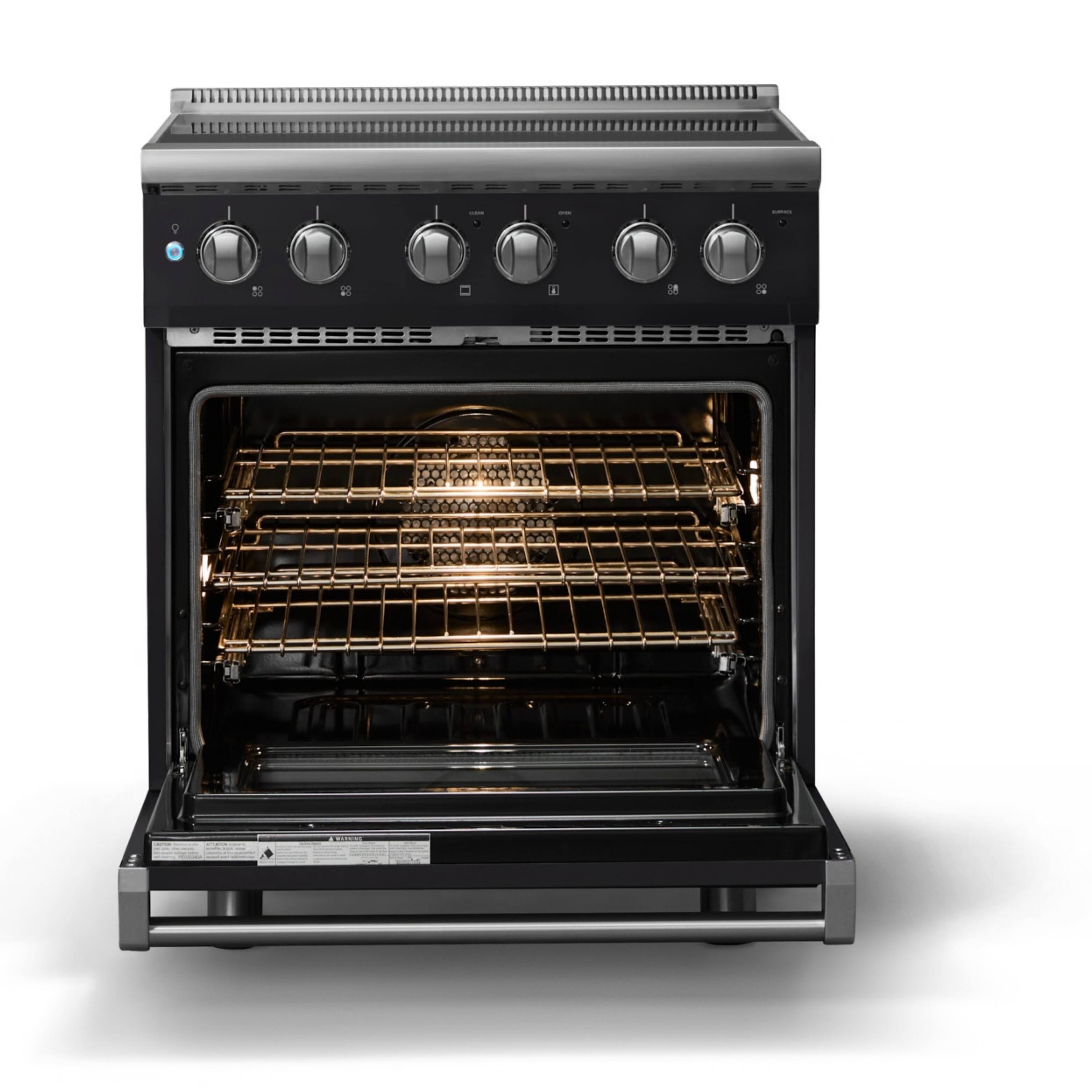 Alt View 2. Viking - 30"W. Pro5S 4.7 Cu. Ft. Freestanding 4 Element  Electric Convection Range - Onyx - Onyx.