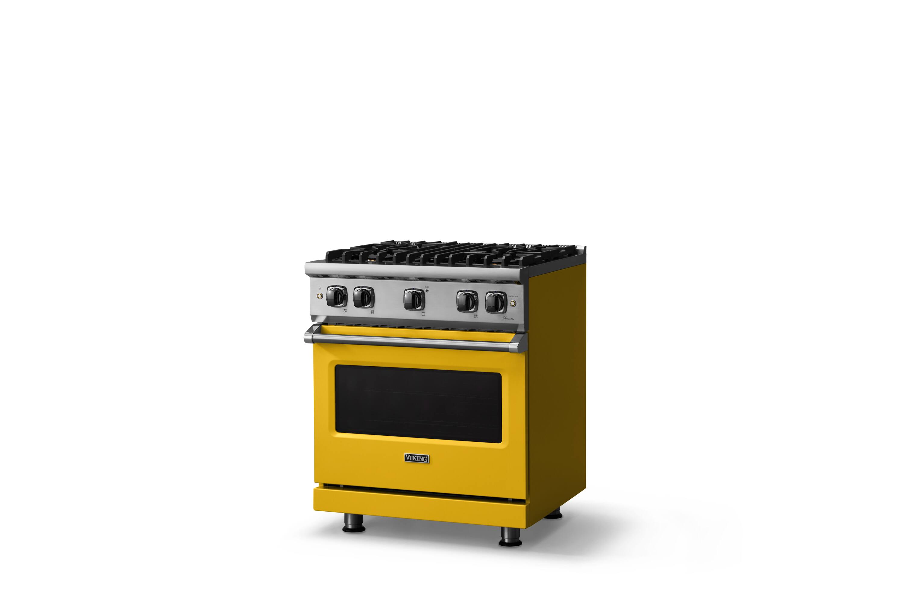Angle. Viking - 5-Series Gas Sealed Burner Range - Daffodil.