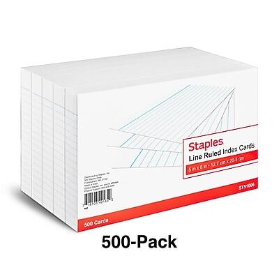 Staples  
Line Ruled Index Cards  
5 in x 8 in (12.7 cm x 20.3 cm)  
ST51006  
500 Cards  
500-Pack