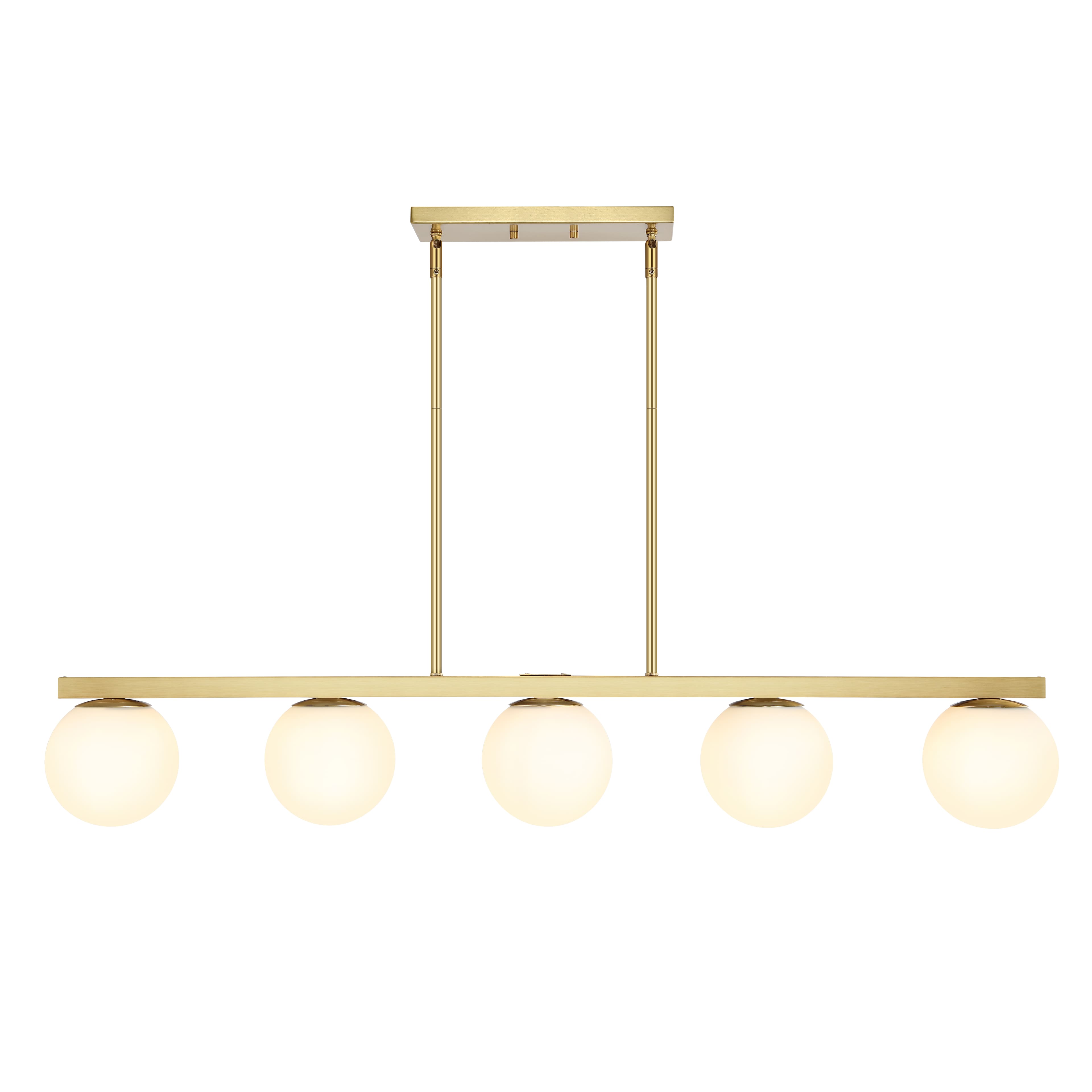 "Jonathan Y - Luca Parisian 45.5"" 5-Light Modern Glam Iron Globe Linear LED Pendant, /White - Brass Gold" price history on PriceWatchPro