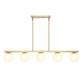 Jonathan Y - Luca Parisian 45.5" 5-Light Modern Glam Iron Globe Linear LED Pendant, /White - Brass Gold