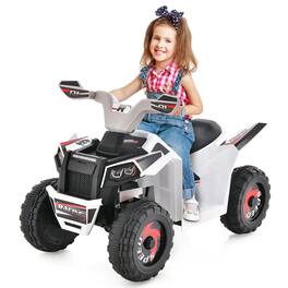 Gymax - Kids Electric Ride On ATV Toy 6V Battery Powered Electric Vehicle Toy w/ Direction Control - White