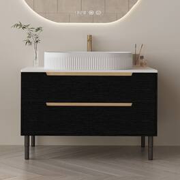 Boyel Living - 36 In Modern Bathroom Vanity Undermount Sink Sintered Stone Top Solid Wood - Black