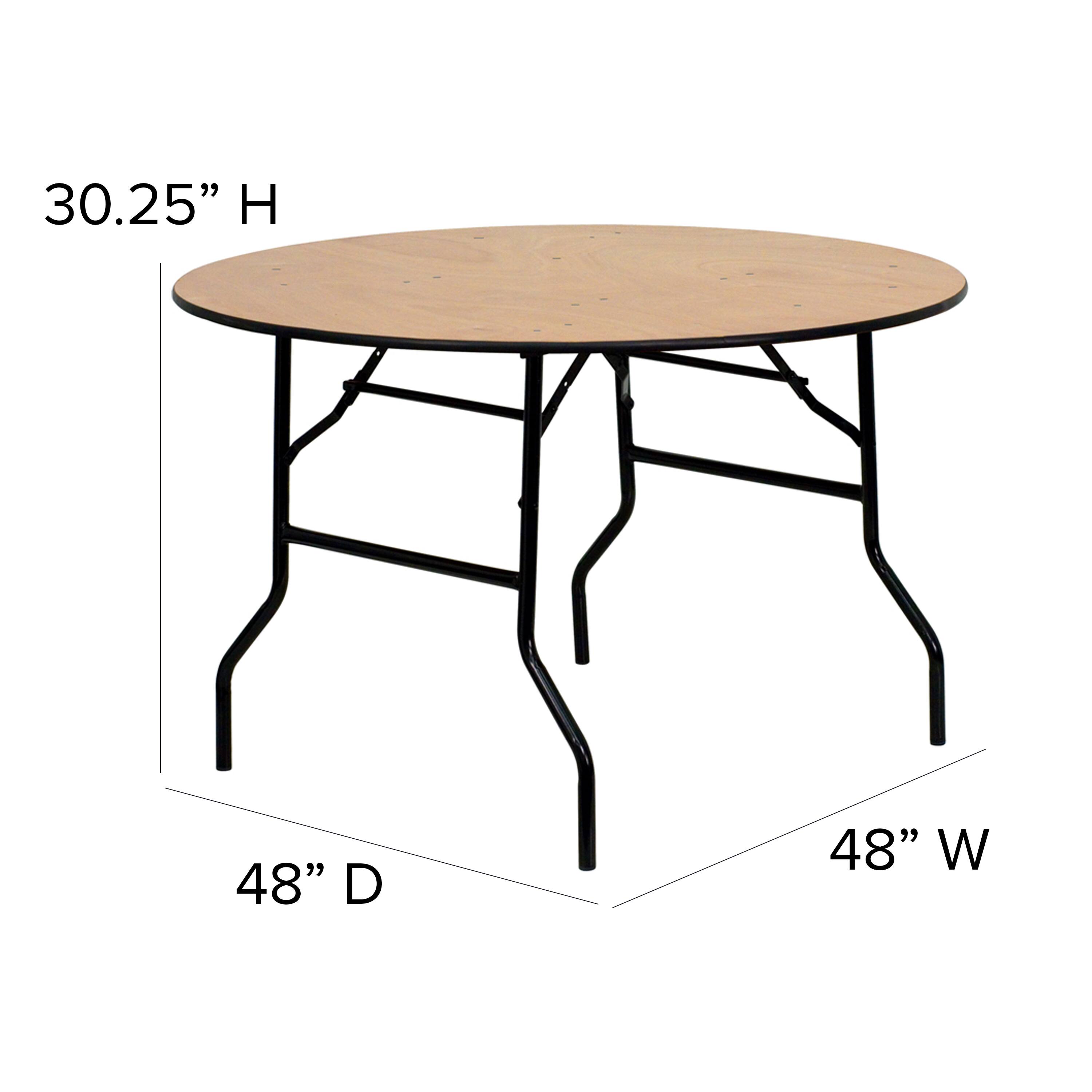 Alt View 15. Alamont Home - 4-Foot Round Wood Folding Banquet Table with Clear Coated Finished Top - Natural.
