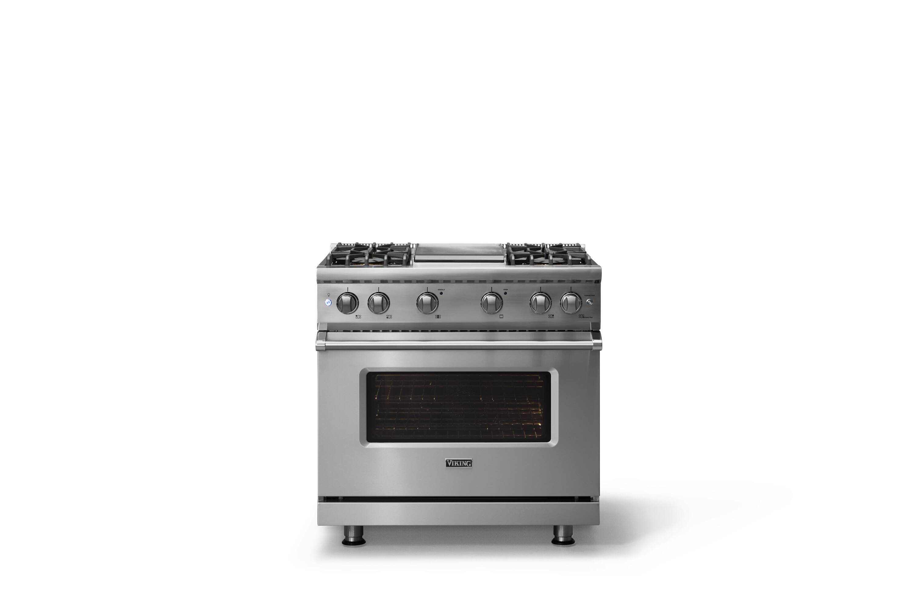 Alt View 1. Viking - 36"W. 5.1 Cu. Ft. Freestanding Manual Clean Sealed 4 Burner Gas Convection Range/Griddle-Stainless Steel - Stainless Steel.