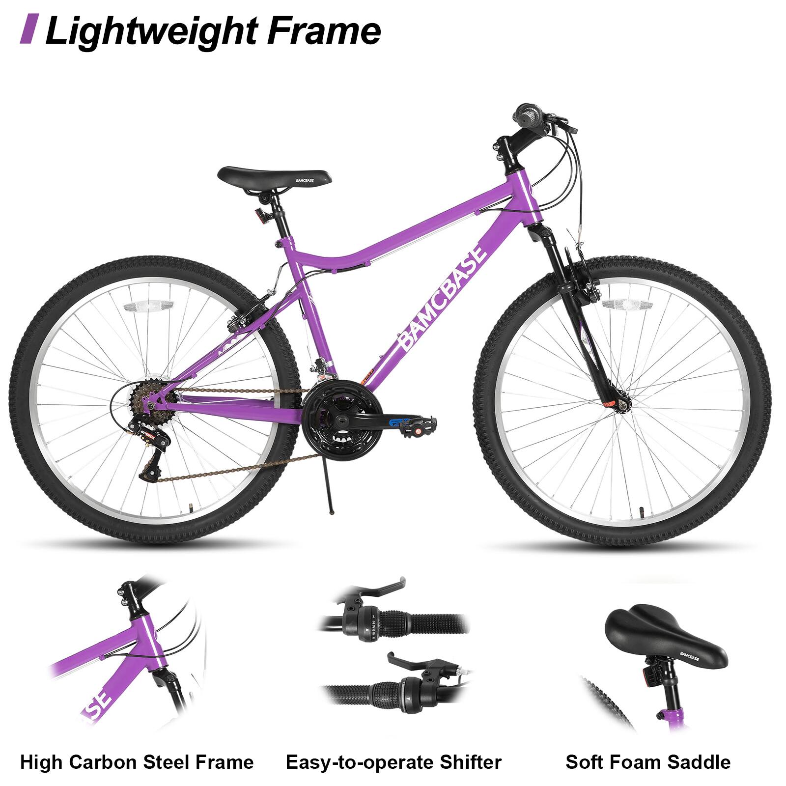 Lightweight Frame  
BAMCBASE M SE  
High Carbon Steel Frame  
Easy-to-operate Shifter  
Soft Foam Saddle
