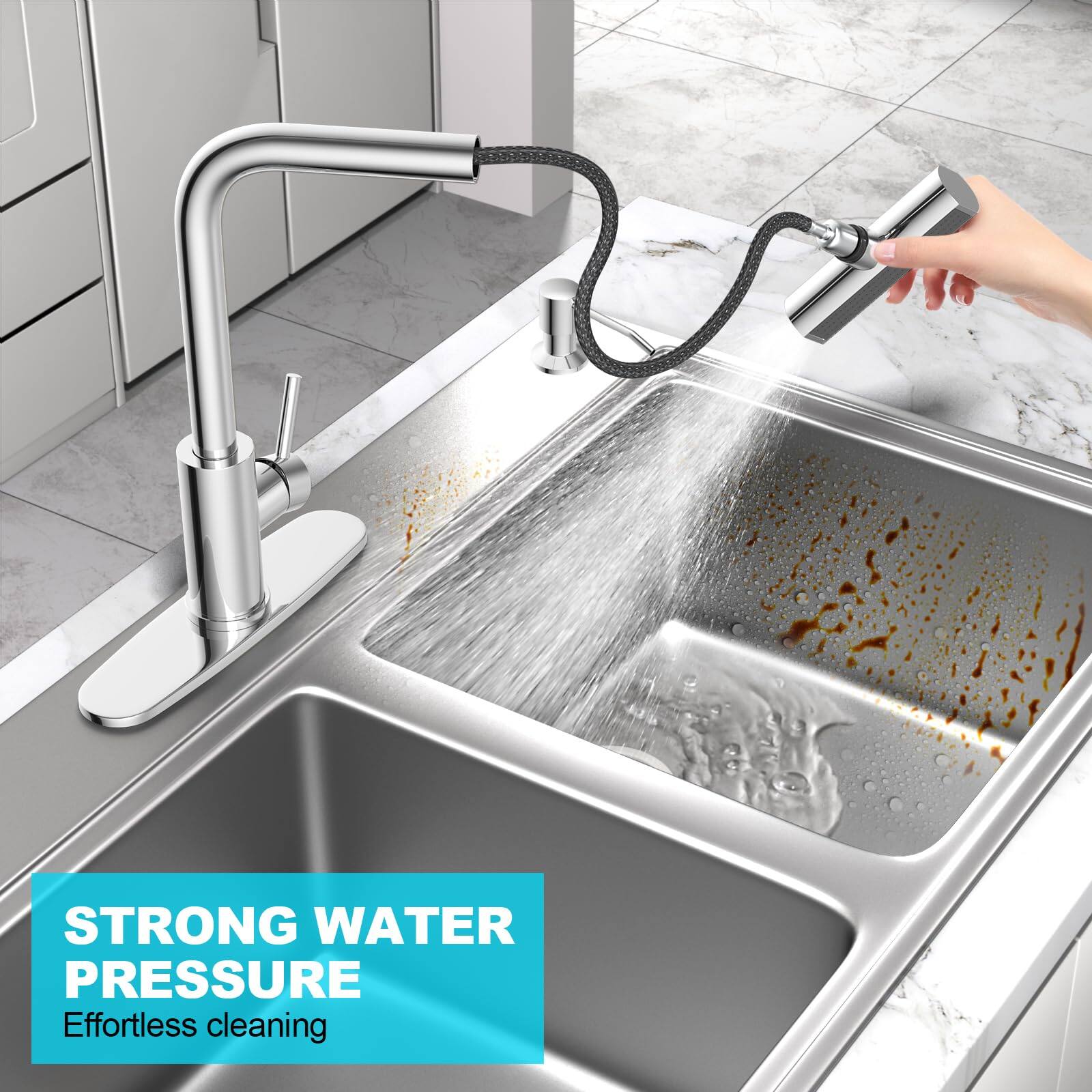 STRONG WATER PRESSURE  
Effortless cleaning