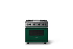 Viking - 5.1 Cu. Ft. 36"W Freestanding Gas Sealed 4 Burner Range with Griddle - Ivy - Front_Zoom