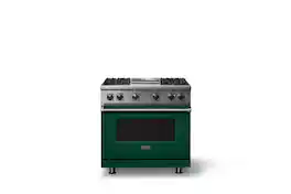 Viking - 5.1 Cu. Ft. 36"W Freestanding LP Gas Sealed 4 Burner Range with Griddle - Ivy