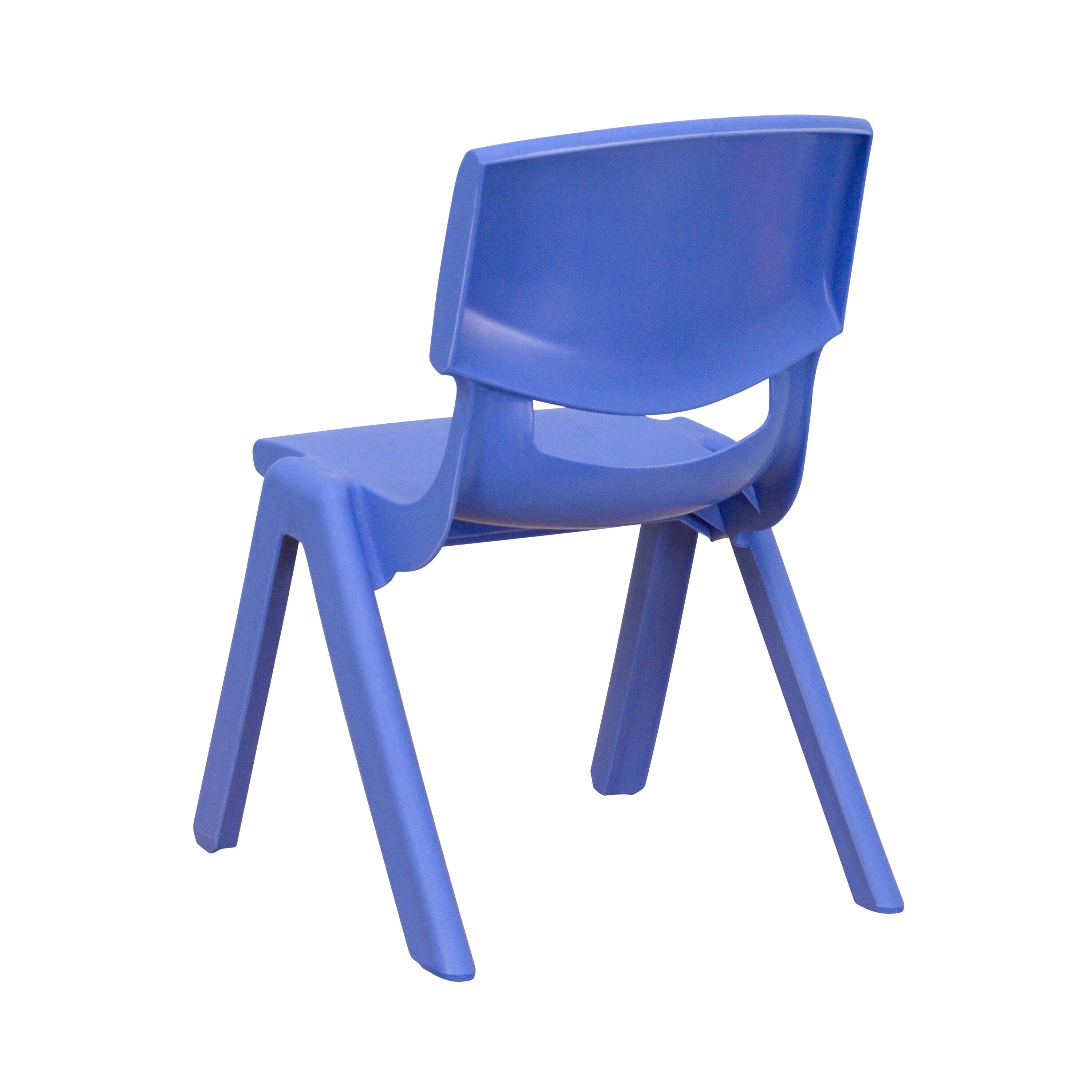 Alt View 6. Emma + Oliver - 4 Pack Plastic Stackable Pre-K/School Chairs with 10.5"H Seat - Blue.