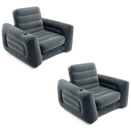 Intex - Inflatable Pull Out Sofa Chair Sleeper/Twin Sized Air Mattress (2 Pack) - Charcoal