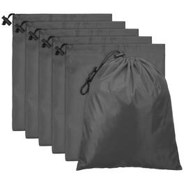 Vulpecula Spade - Travel Storage Bags with Toggle 6 x 8 Inch, 6 Pack Waterproof 210D Polyester Drawstring Bag Stuff Sack Cinch Bag for Gym - Dark Gray
