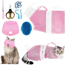 THIRSTY TURTLE - 8-Piece Cat Bathing & Grooming Kit with Mesh Bag, Brush & Nail Tools