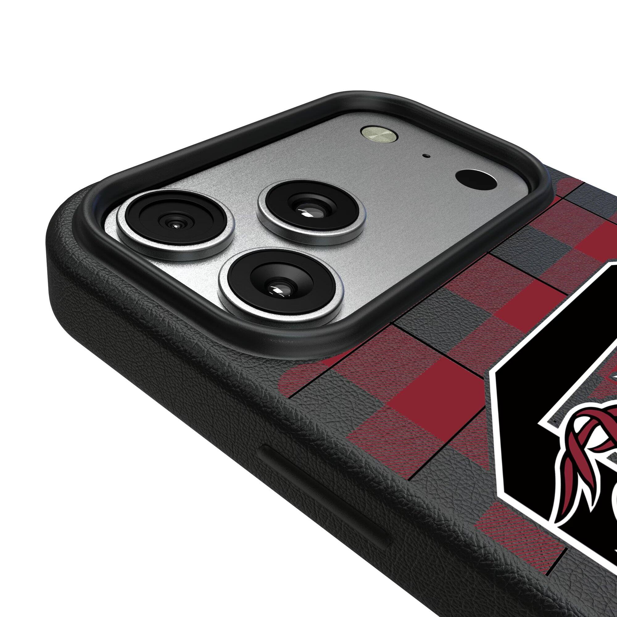 Alt View 2. Keyscaper - South Carolina Gamecocks Plaid Magnetic Bump iPhone Case - 17 Pro Max - Black.