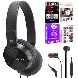 Sony - MDR-ZX110NC Noise-Canceling On-Ear Headphone + In Ear Headphones + Software - Black