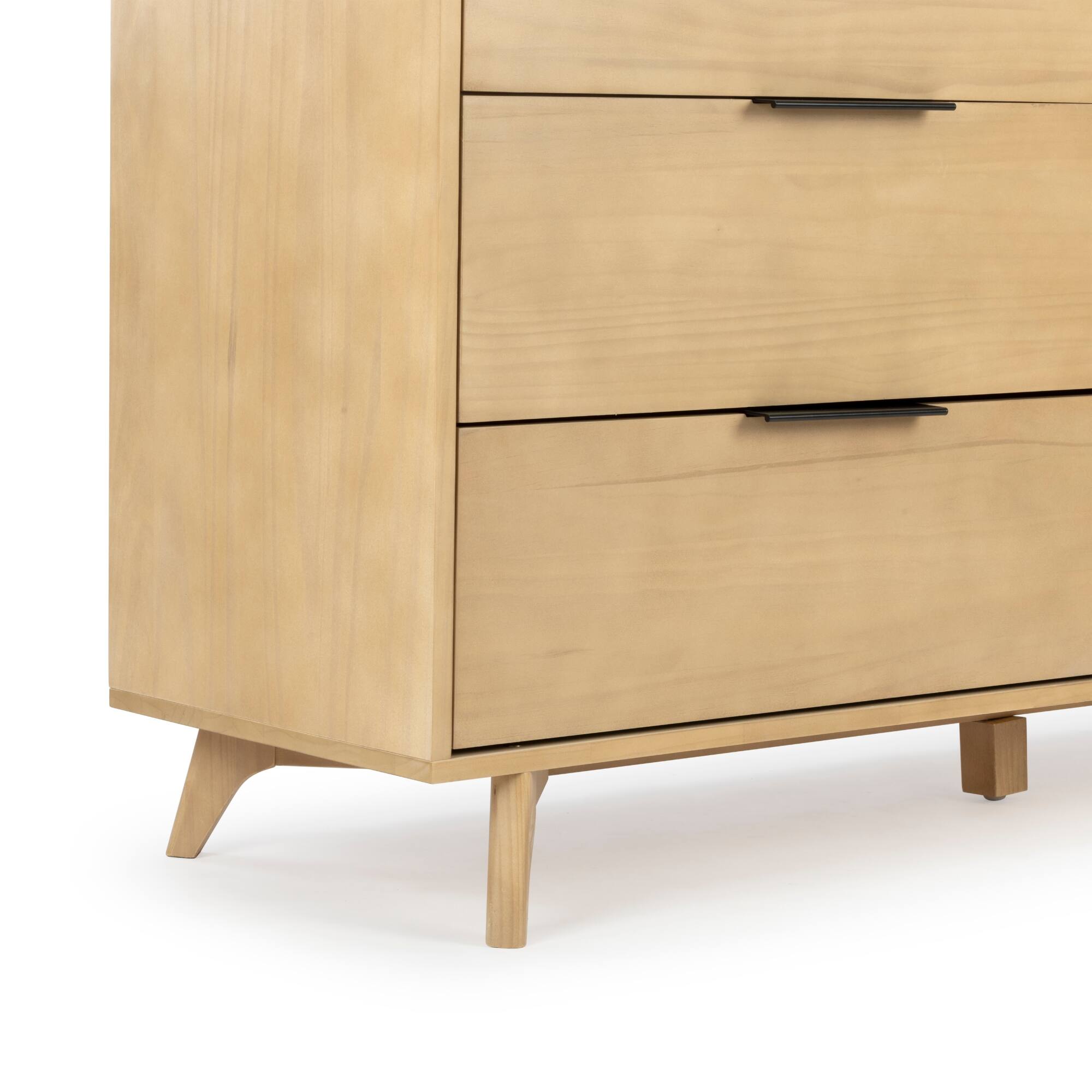 Alt View 8. Plank+Beam - Haven 6 Drawer Dresser with Black Handle, Blonde - Blonde.