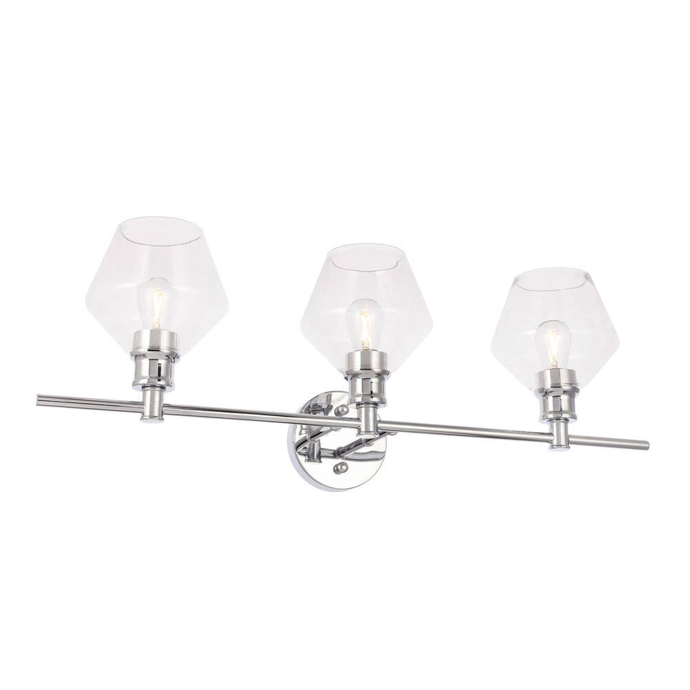 Alt View 8. Living District - Gene 3 light Chrome and Clear glass Wall sconce - Chrome And Clear Glass.