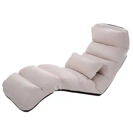 Front. Costway - Costway Folding Lazy Sofa Chair Stylish Sofa Couch Beds Lounge Chair W/Pillow Beige New - Beige.