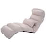 Costway - Folding Lazy Sofa Chair Stylish Sofa Couch Beds Lounge Chair W/Pillow New - Beige