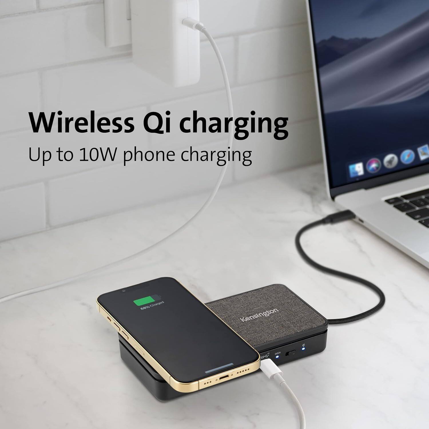 Wireless Qi charging  
Up to 10W phone charging