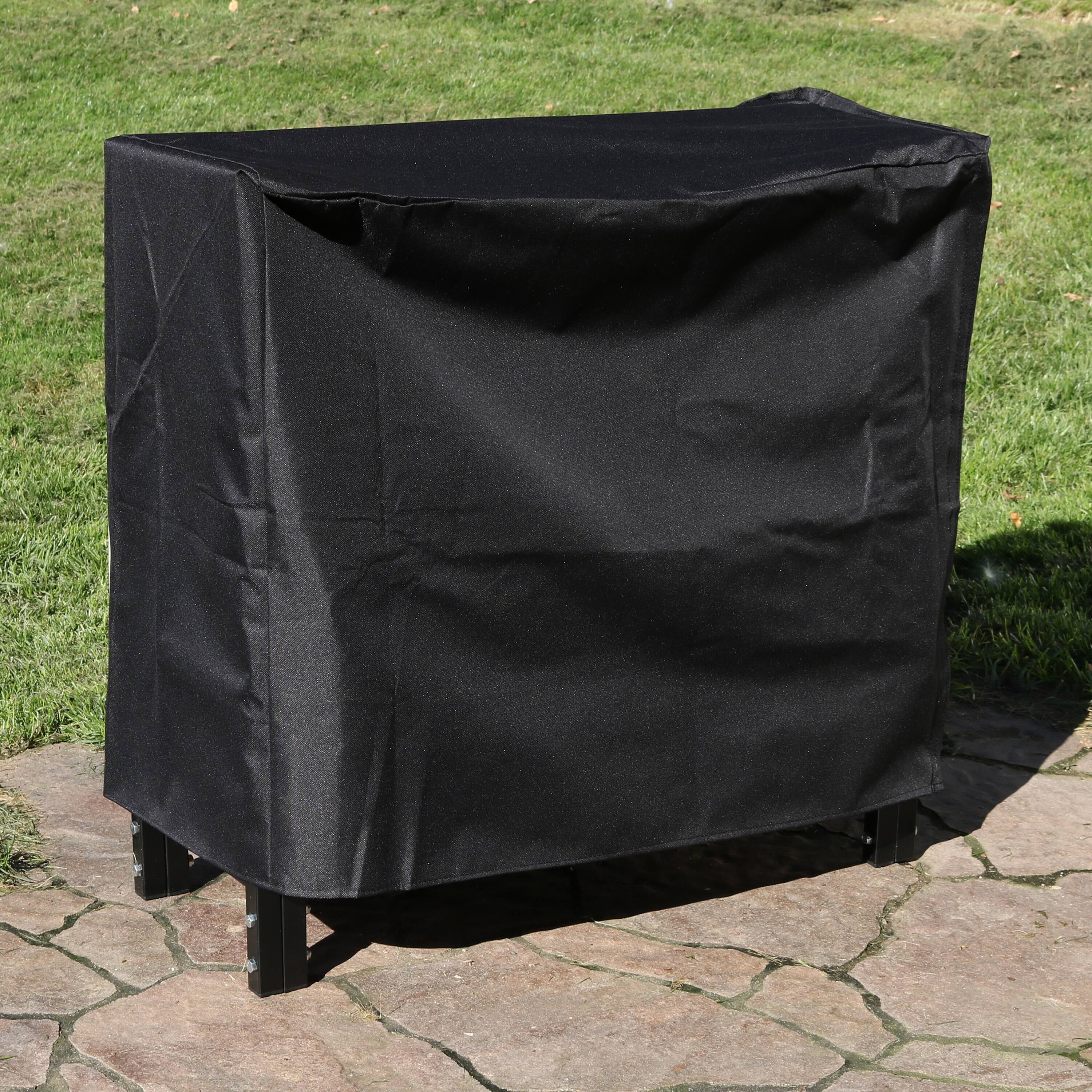 Alt View 9. Sunnydaze - 30 in Powder-Coated Steel Firewood Log Rack and Cover - Black.