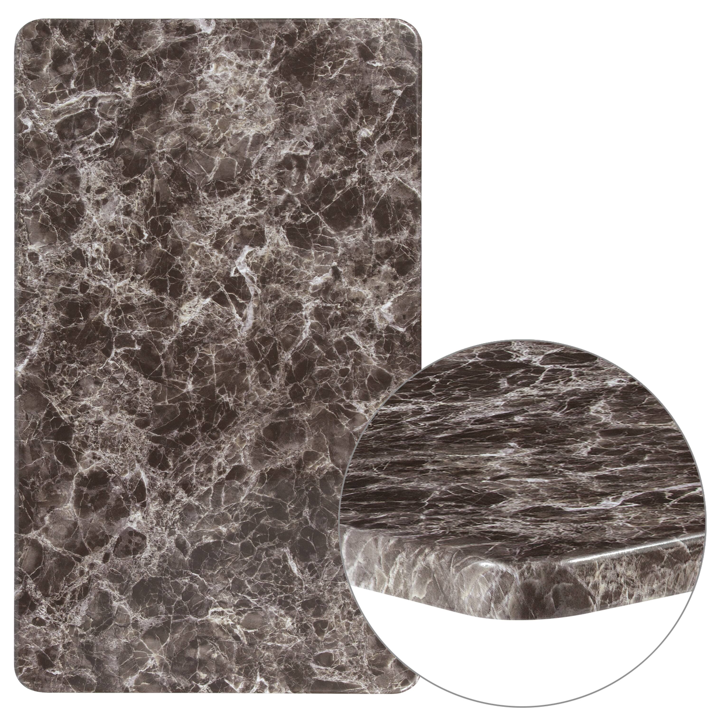 Alt View 2. Emma + Oliver - Gray Marble PVC Restaurant Dining Table Top - Gray Marble.