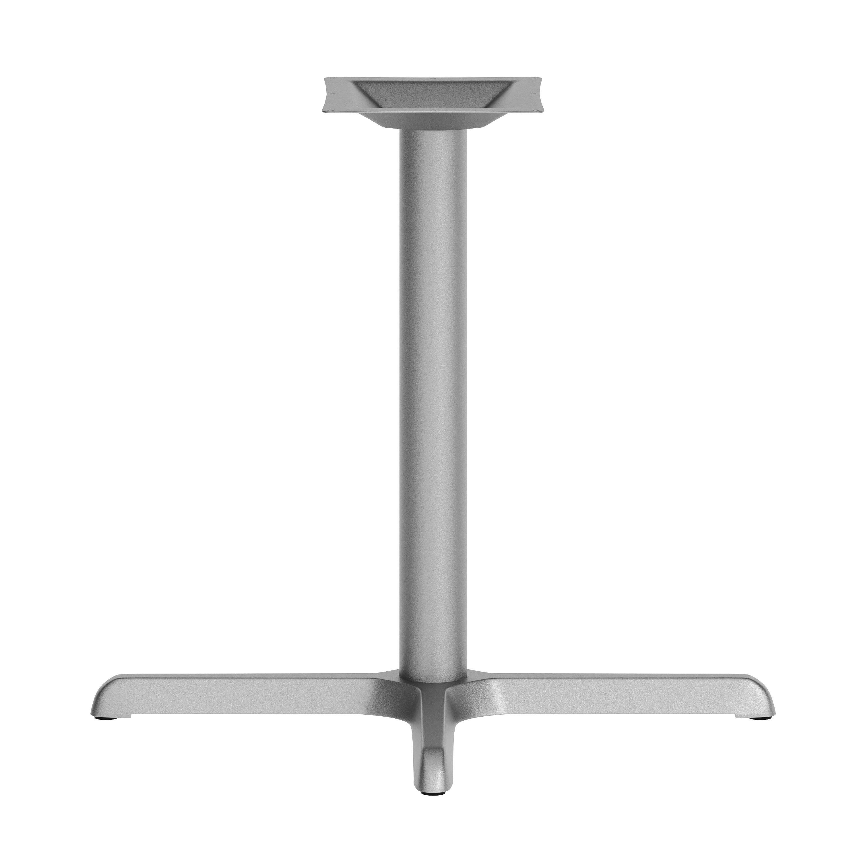 Left. Flash Furniture - Beverly 30'' x 30'' Restaurant Indoor/Outdoor Table X-Base with 3'' Dia. Table Height Column, Silver - Gray.