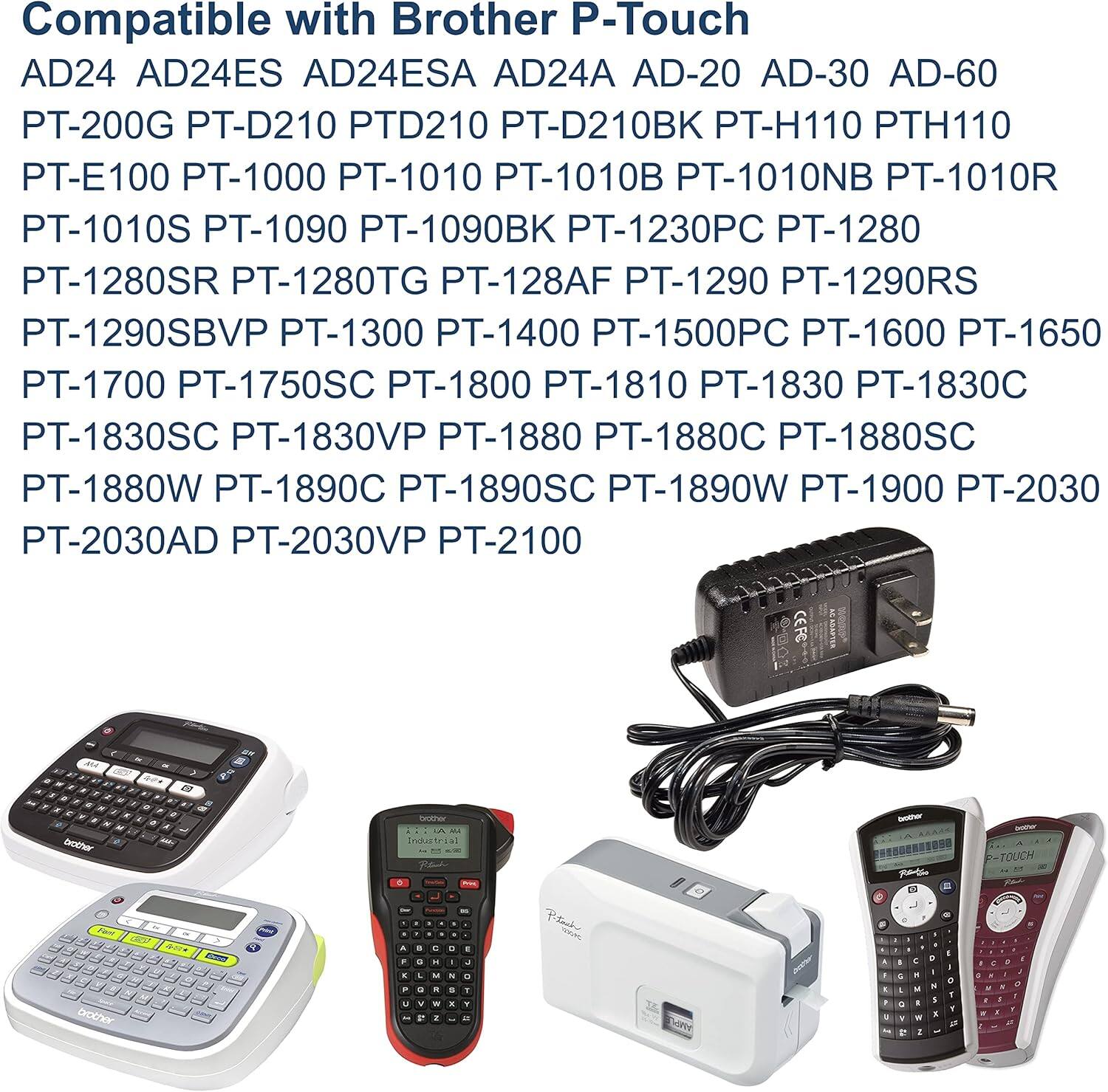 Compatible with Brother P-Touch AD24 AD24ES AD24ESA AD24A AD-20 AD-30 AD-60 PT-200G PT-D210 PTD210 PT-D210BK PT-H110 PTH110 PT-E100 PT-1000 PT-1010 PT-1010B PT-1010NB PT-1010R PT-1010S PT-1090 PT-1090BK PT-1230PC PT-1280 PT-1280SR PT-1280TG PT-128AF PT-1290 PT-1290RS PT-1290SBVP PT-1300 PT-1400 PT-1500PC PT-1600 PT-1650 PT-1700 PT-1750SC PT-1800 PT-1810 PT-1830 PT-1830C PT-1830SC PT-1