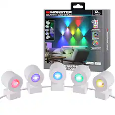 MONSTER SMART LIGHTING 12FT 5 2-SIDED RGBIC WHITE LED LIGHTS - DUO E CONTINUOUS SOUNDS - P CONTINUOUS - SOUND REACTIVE - OH FLOW MULTICOLOR - SNE PIIT MONSTER MULTI-P D SCON
Hey Google ... Alexa - Siri
- APP CONTROL
- VOICE CONTROL
- AC CONTROL
- SOUND REACTIVE
- multiple color ambiance
- Compatible with Google Assistant and Alexa