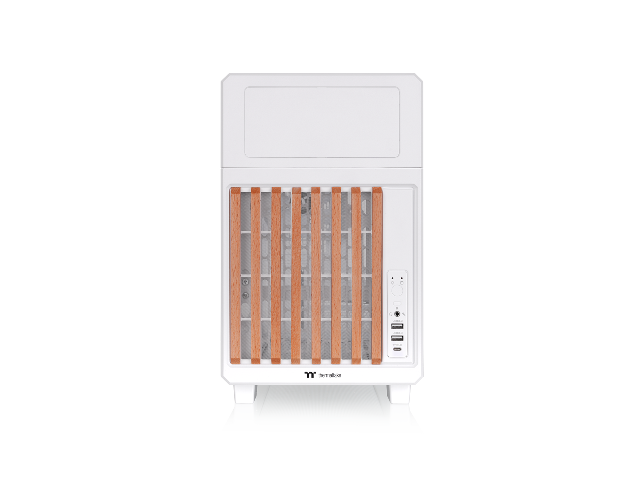Alt View 3. Thermaltake - Thermaltake TR200 WS Micro-ATX/ITX Chassis with Wood Trim - Snow White - Snow.
