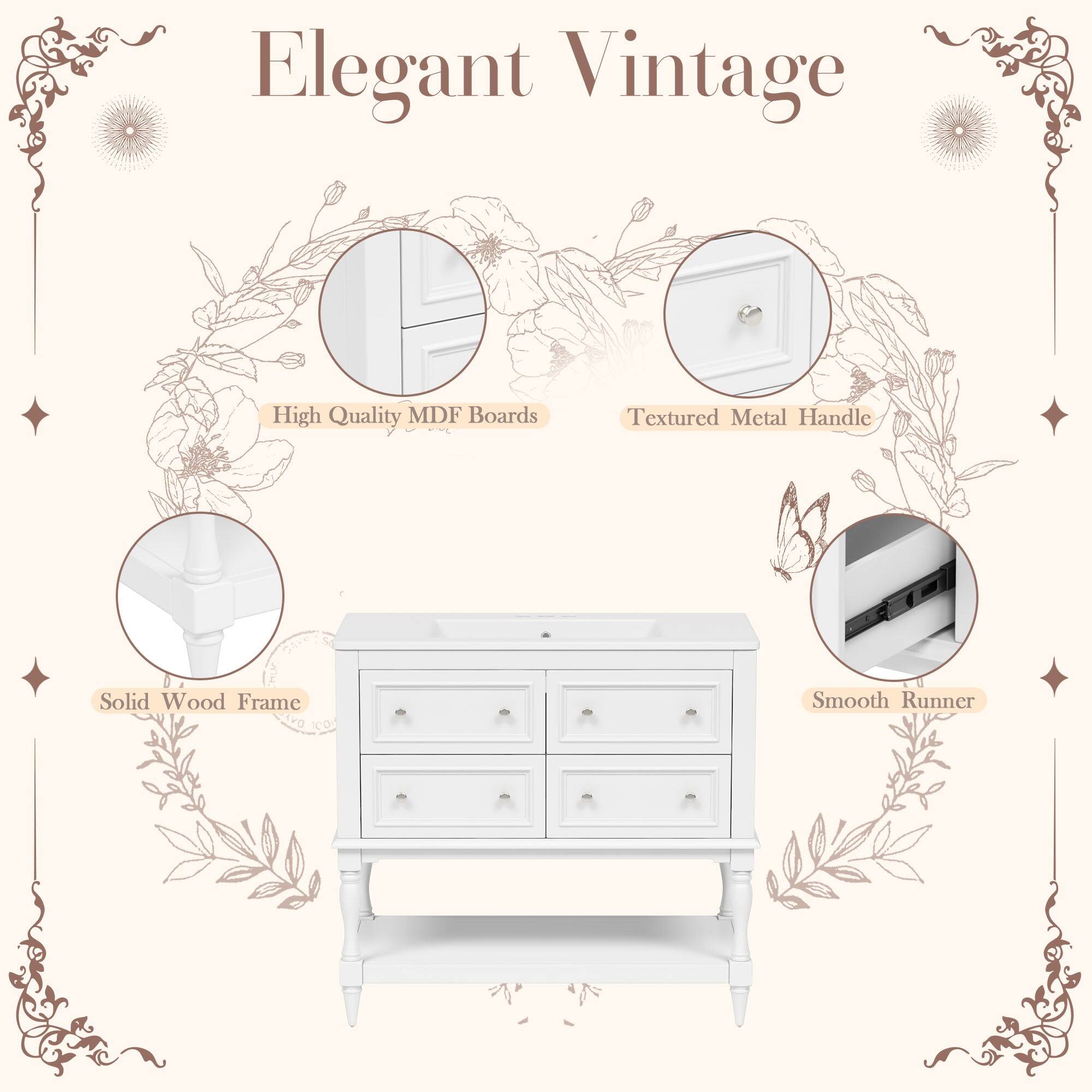 Elegant Vintage

- High Quality MDF Boards
- Textured Metal Handle
- Solid Wood Frame
- Smooth Runner