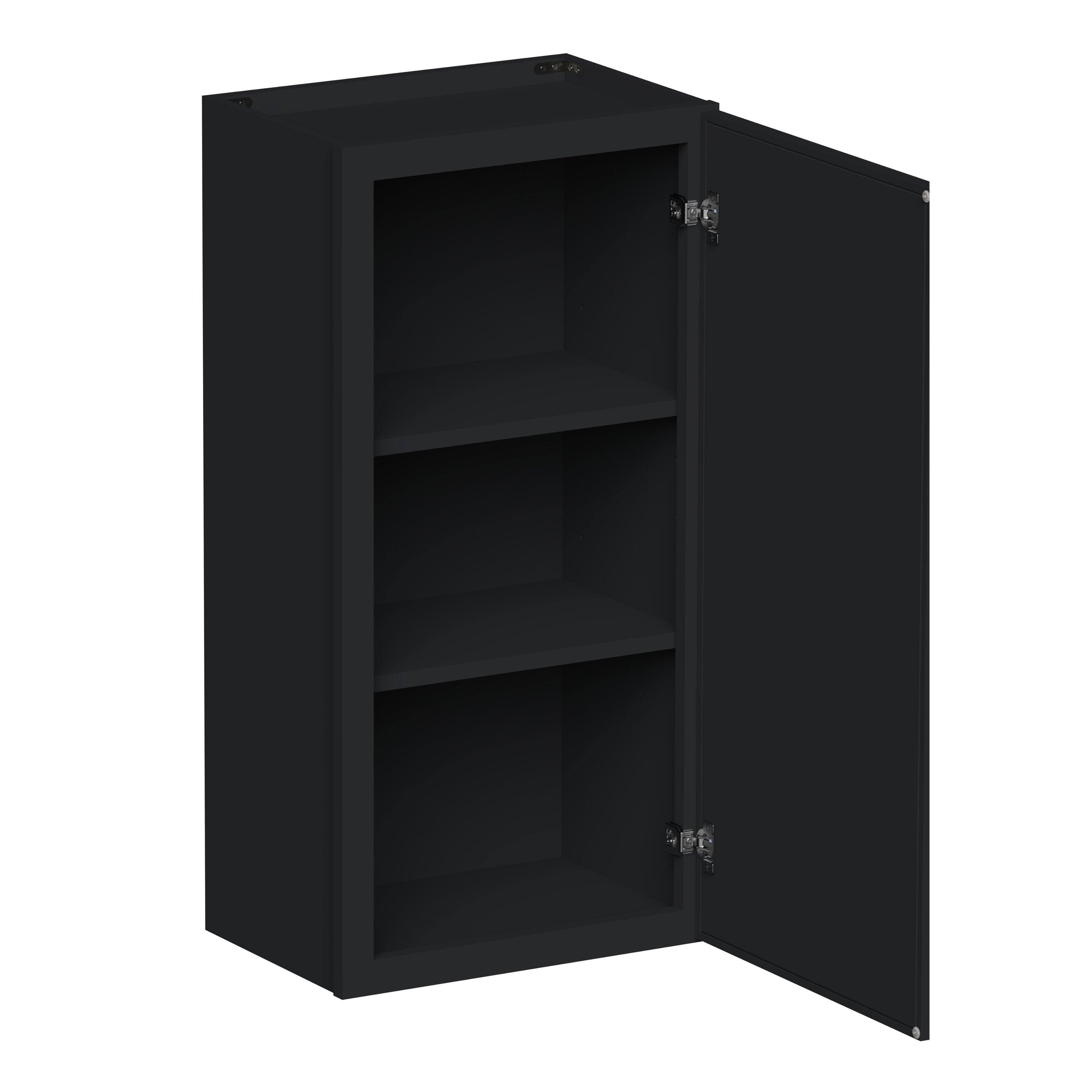 Angle. Boyel Living - 18-in W x 36-in H x 12-in D Shaker RTA Kitchen Wall Cabinet with Soft-Close - Black.