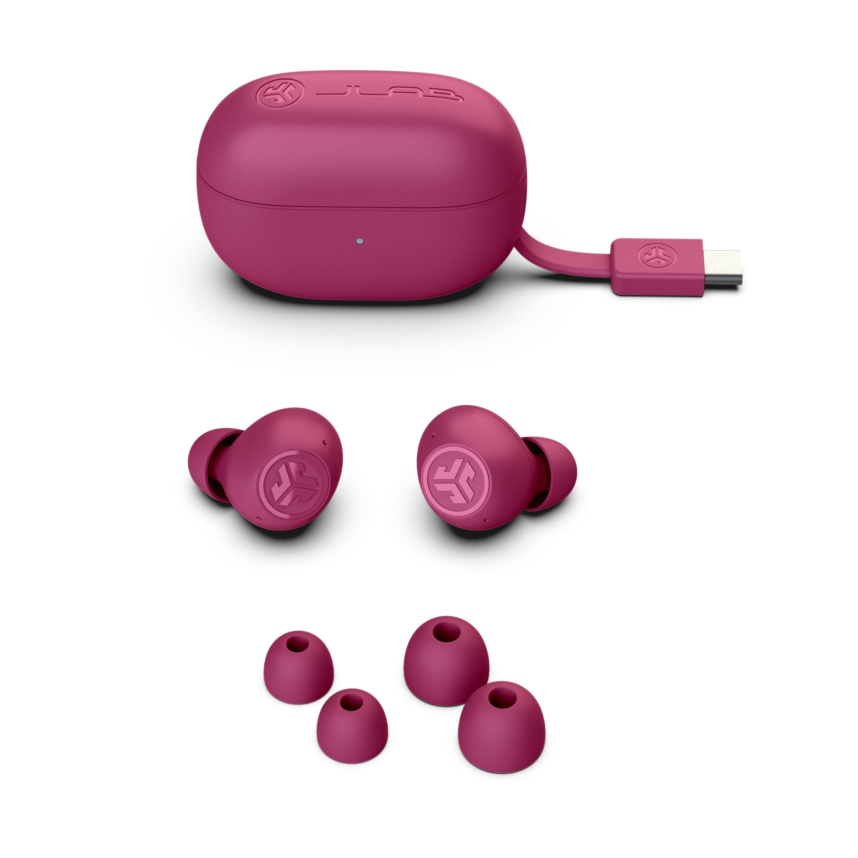Left. JLab - Go Pop ANC True Wireless Earbuds - Fuchsia.