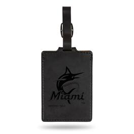 Jardine - Miami Marlins Ultra Suede Luggage Tag - Black