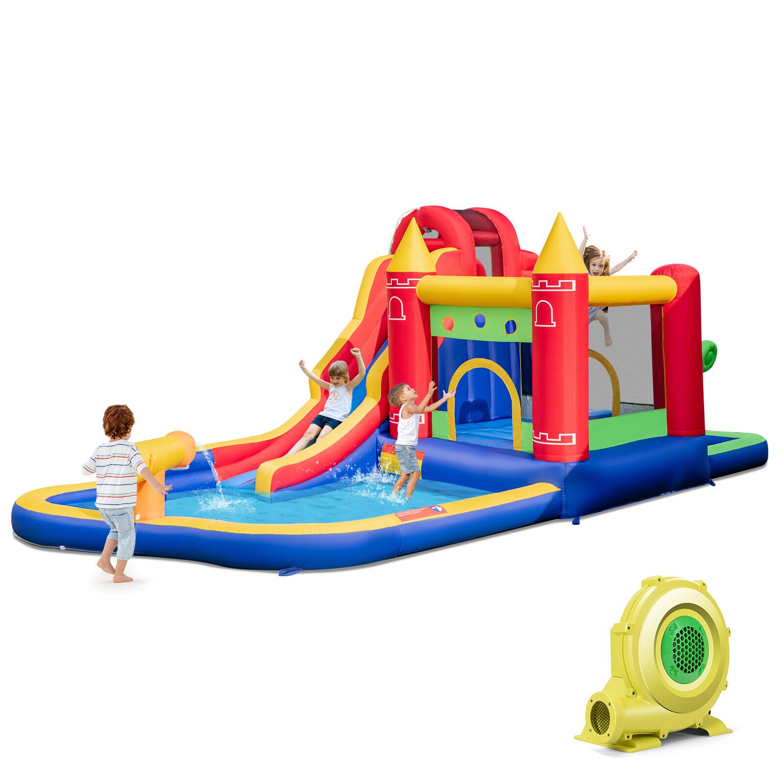 Alt View 1. Ecooso - 9-in-1 Inflatable Bounce House Water Park w/ Slide & Splash Pool for Yard Parties.