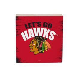 Evergreen Enterprises - Chicago Blackhawks 6" Square Fan Chant Wood Block Shelf Sign - Multicolor