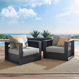 Tahoe 2-Piece Outdoor Patio Powder-Coated Aluminum Armchair Set by Modway - Gray Gray