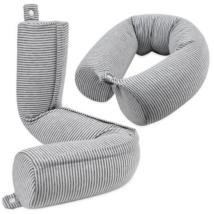 Front. Fosmon - Memory Foam Travel Pillow, Adjustable Twist Neck Pillow Roll 26" for Airplanes Car Home Sleeping Support Head and Chin - Gray.