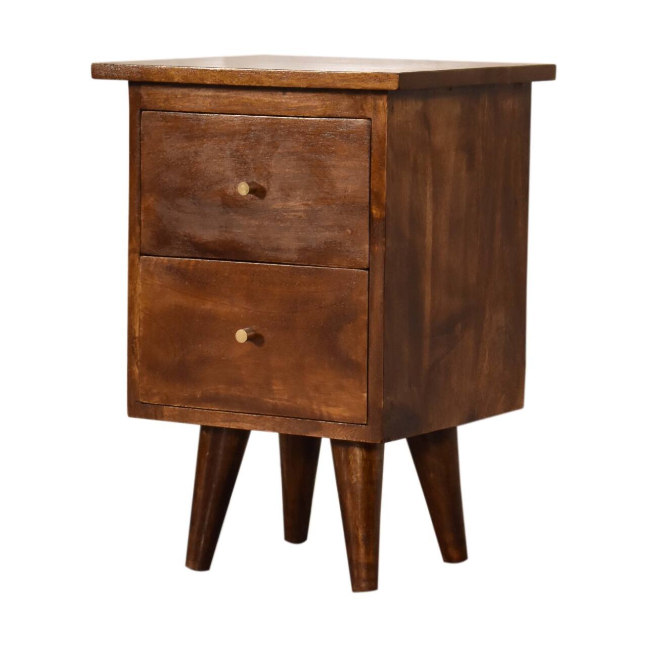 Left. Artisan Furniture - Artisan Furniture Solid Wood Chestnut Nightstand, 2 Drawers, Brown - Chestnut.
