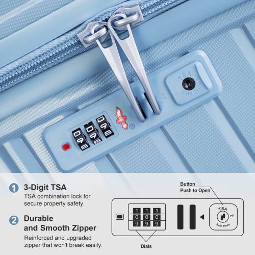 Se TSA- Safe Skia2 - - 9 - 9 8 9 E 8 R 1 3-Digit TSA TSA combination lock for secure property safety. 2 Durable and Smooth Zipper Reinforced and upgraded zipper that won't break easily. 1 1 1 0 0 0 9 9 9 Dials Button Push to Open TSA d Safe Switch
