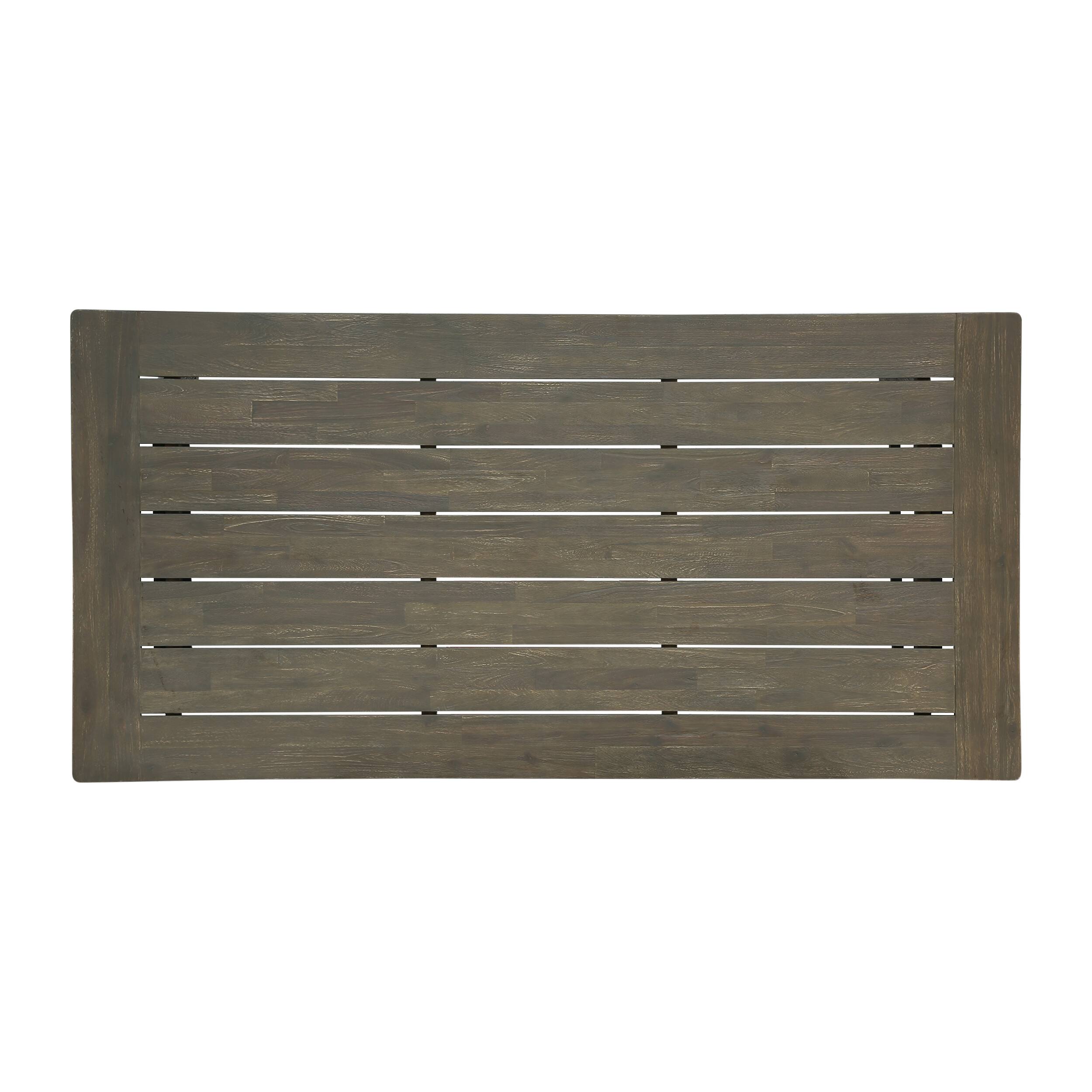 Alt View 2. APRILSOUL - Outdoor Acacia Wood Dining Table Sandblast Gray Finish Black - Grey,Black.