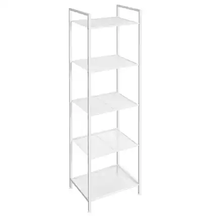 Front. Songmics Home - 5-Tier Storage Rack, Bathroom Shelf, Extendable Plant Stand with Adjustable Shelf - White.