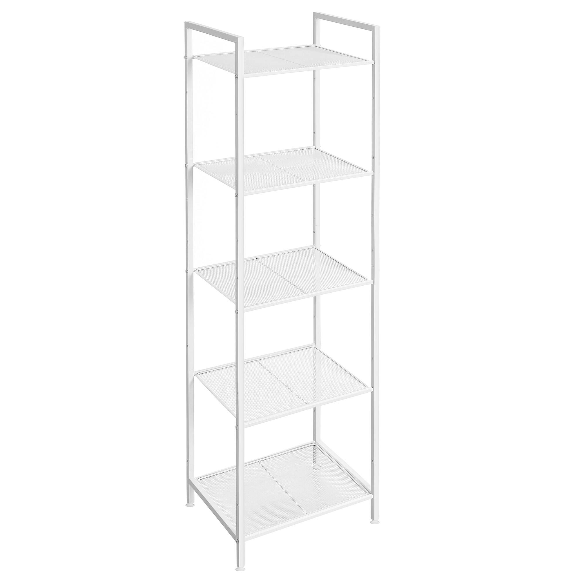 Front. Songmics Home - 5-Tier Storage Rack, Bathroom Shelf, Extendable Plant Stand with Adjustable Shelf - White.