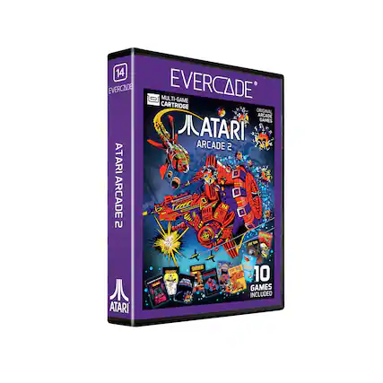 14 EVERCADE MULTI-GAME EVERCADE CARTRIDGE ORIGINAL ATARI ARCADE 2 ATARI ARCADE 2 a ATARI URANY: - 5R stea n EST 10 GAMES INCLUDED - RP (Rating Pending)