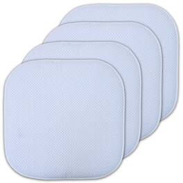 Sweet Home Collection - Honeycomb Memory Foam No Slip Back 16" x 16" Chair Pad Cushion, 4-Pack - Light Blue